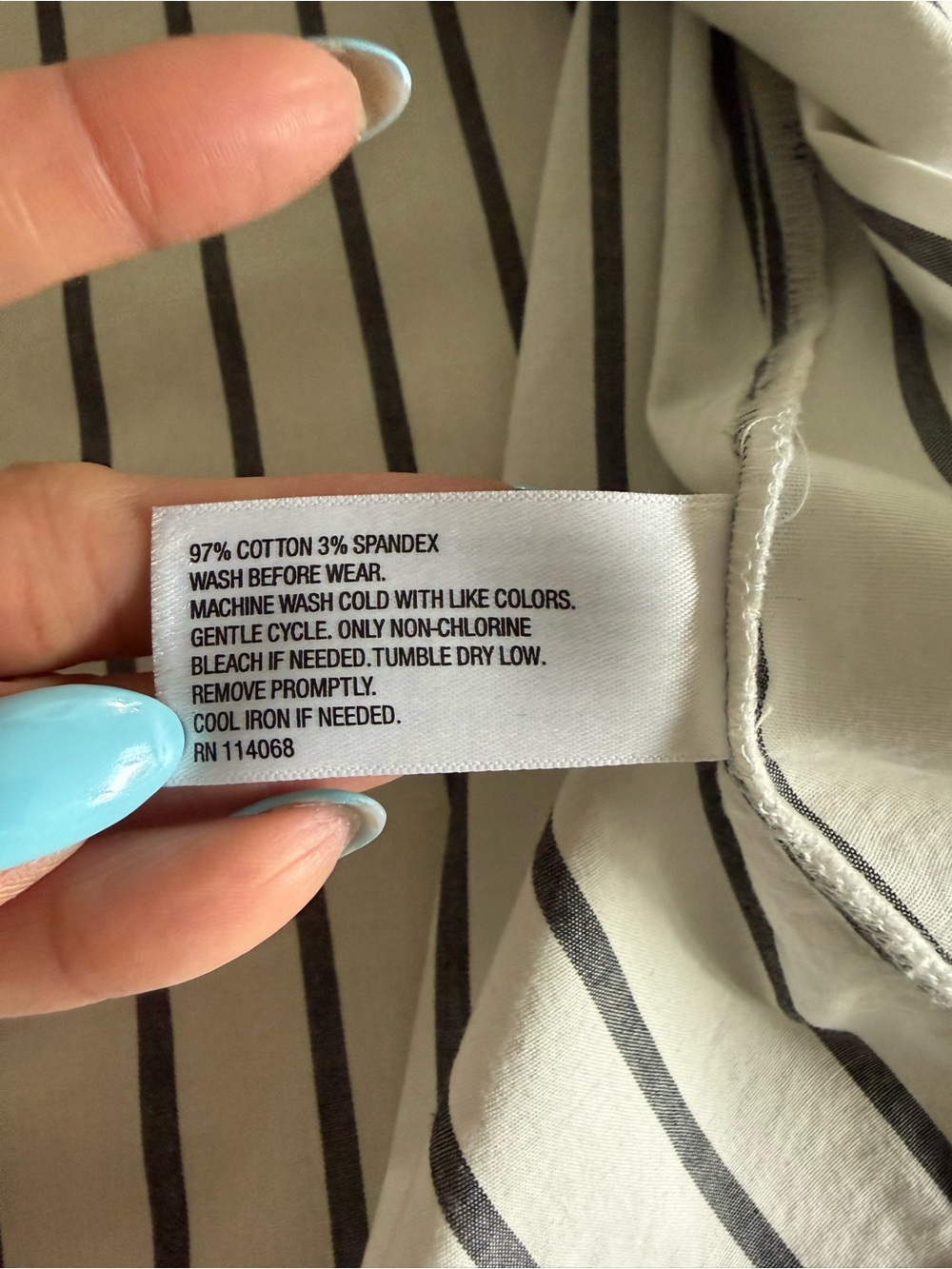 Evereve White Button-Down Shirt with Black Vertical Stripes - Picture 5 of 7